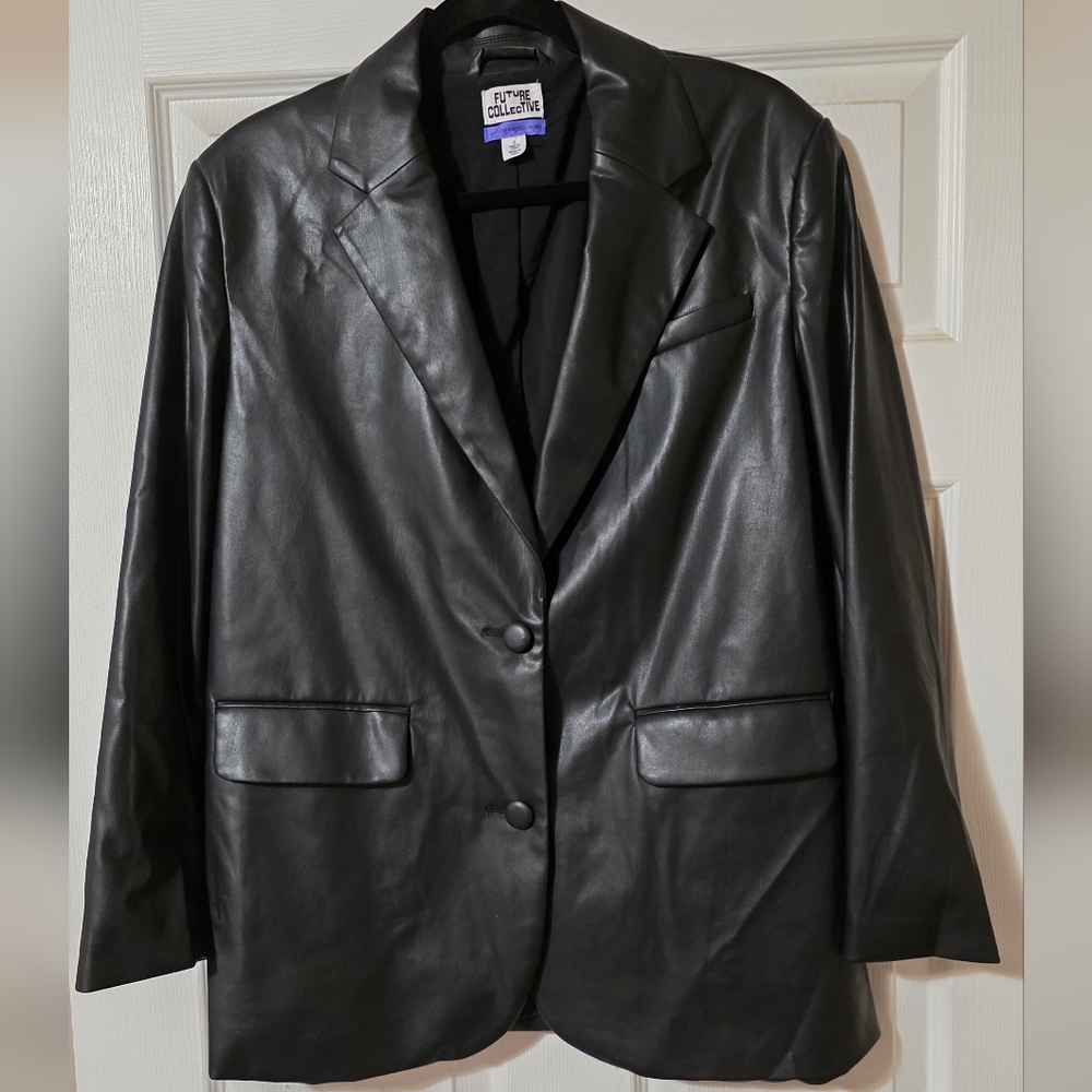 Futue Collective Women's Black Leather Blazer